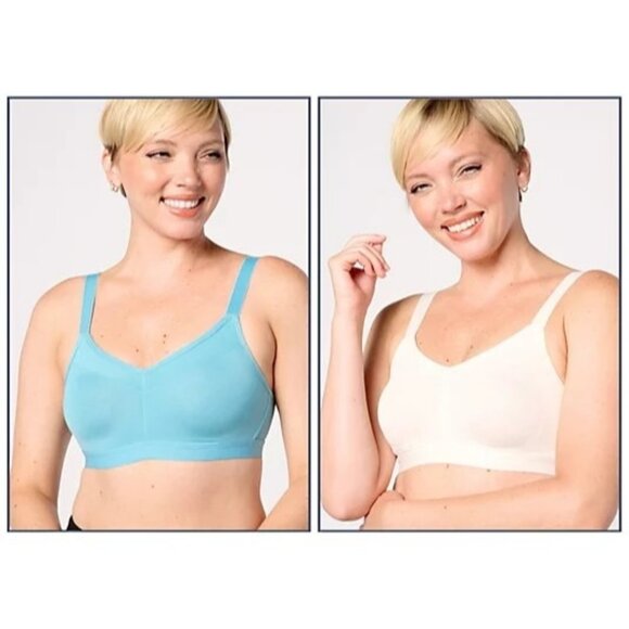 Cuddl Duds Other - Cuddl Duds Set of 2 Smooth Micro Extra Support Bralette Blue Whisper White Large